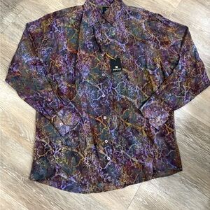 Marcella Sport watercolor vibrant men’s button up shirt medium new with tags